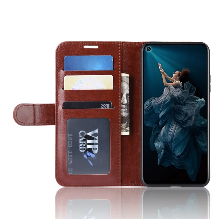 Crazy Horse PU Leather Stand Wallet Flip Phone Case pour Huawei Honor 20/Honor 20S - Marron