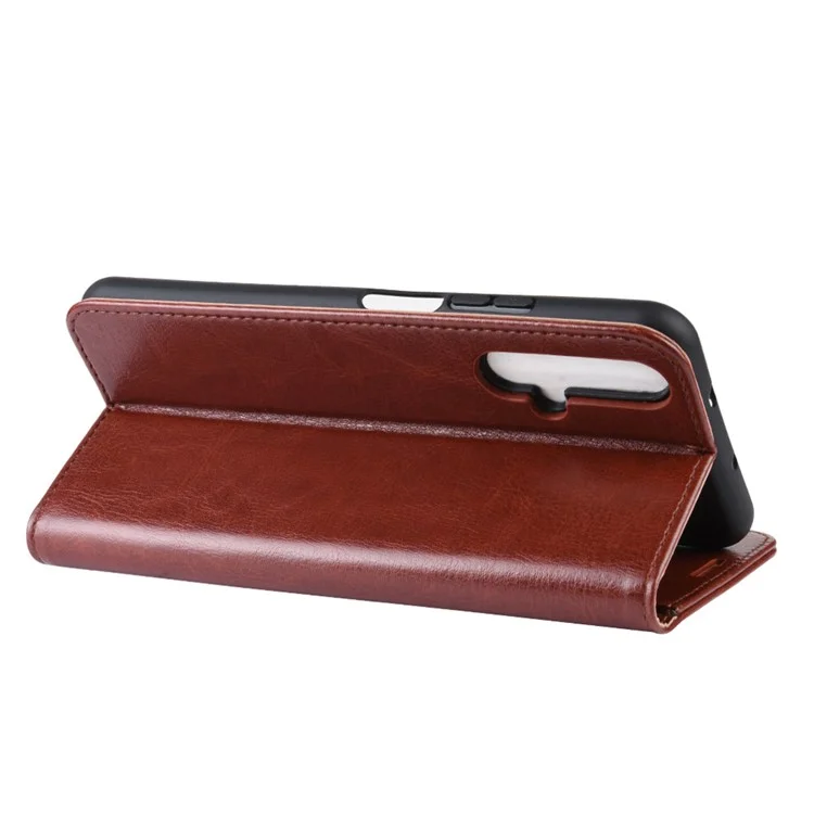 Crazy Horse PU Leather Stand Wallet Flip Phone Case pour Huawei Honor 20/Honor 20S - Marron