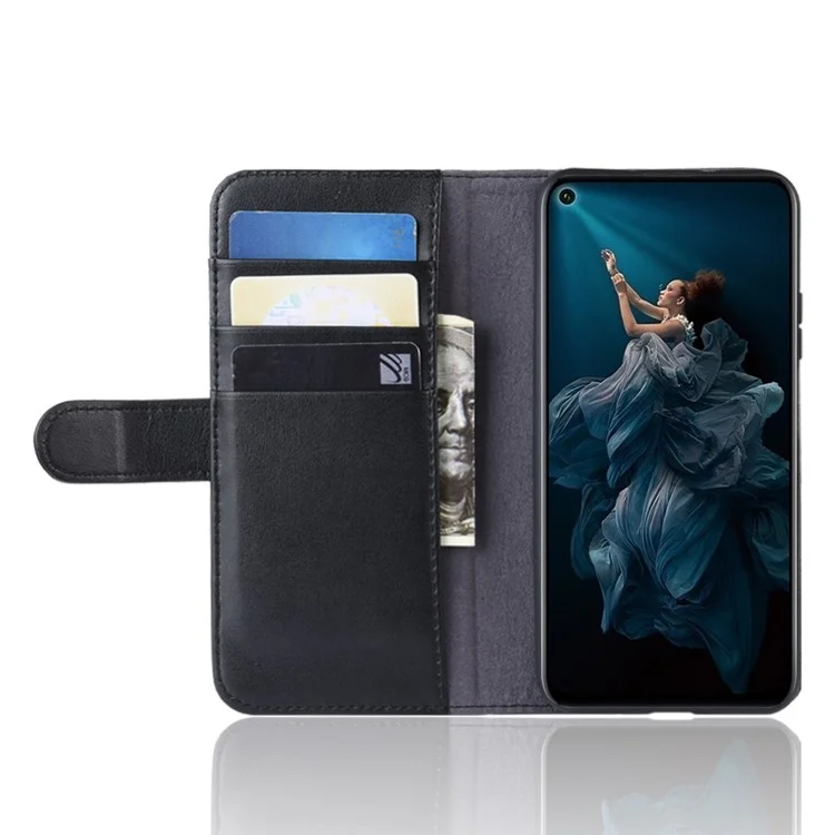 Capa De Telefone De Couro Dividido Para Huawei Honor 20 / Honor 20s - Preto