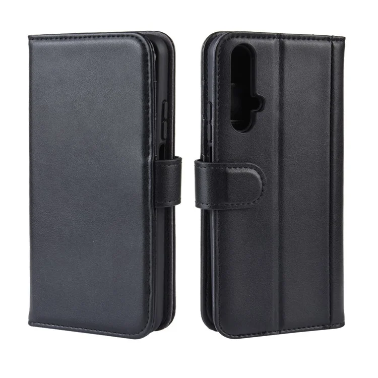 Split Leather Phone Cover for Huawei Honor 20/Honor 20S  - Black