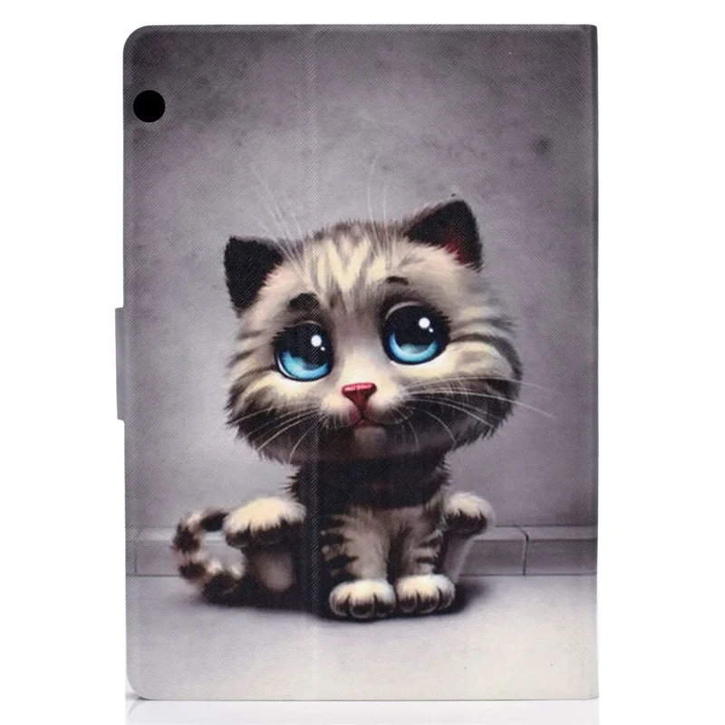 Shock-proof Pattern Printing Card Slot PU Leather Tablet Casing for Huawei MediaPad T5 10 - Cat with Blue Eyes