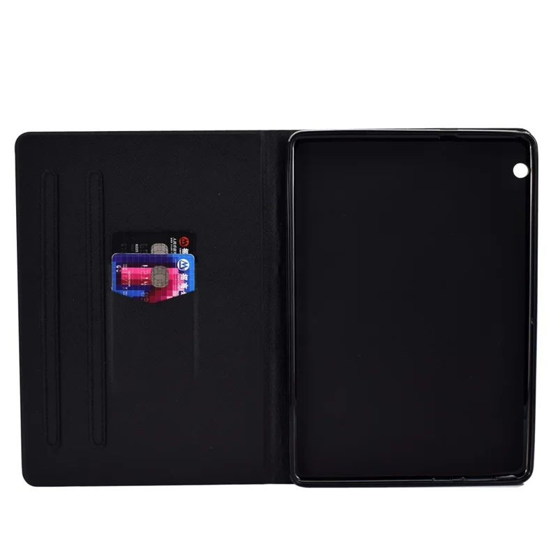 Shock-proof Pattern Printing Card Slot PU Leather Tablet Casing for Huawei MediaPad T5 10 - Cat with Blue Eyes