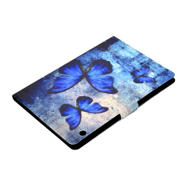 Shock-proof Pattern Printing Card Slot Stand PU Leather Tablet Case for Huawei MediaPad T3 10 - Blue Butterflies