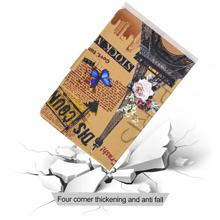 Shock-proof Pattern Printing Card Slot Stand PU Leather Tablet Case for Huawei MediaPad T3 10 - Eiffel Tower