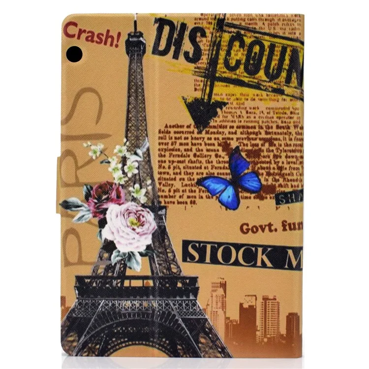 Shock-proof Pattern Printing Card Slot Stand PU Leather Tablet Case for Huawei MediaPad T3 10 - Eiffel Tower