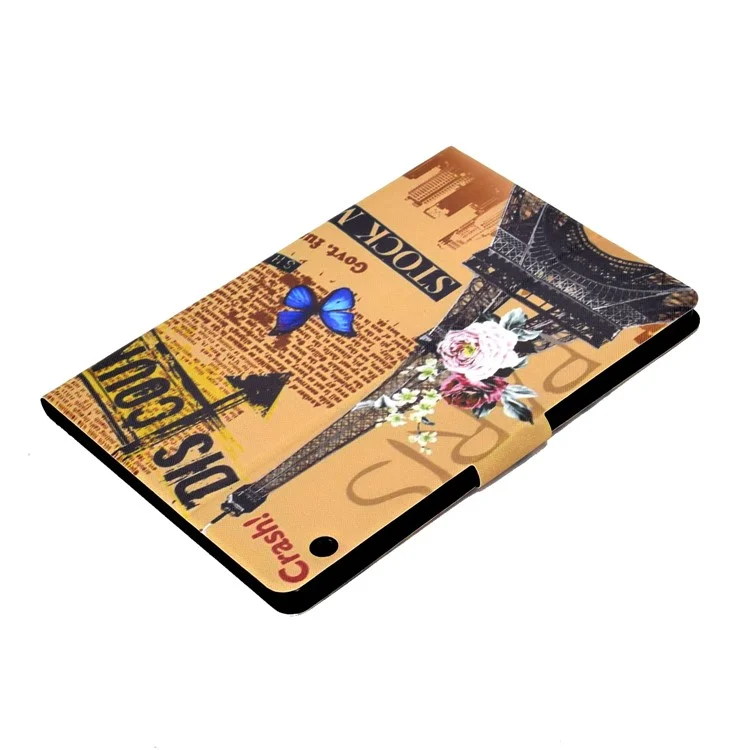 Shock-proof Pattern Printing Card Slot Stand PU Leather Tablet Case for Huawei MediaPad T3 10 - Eiffel Tower