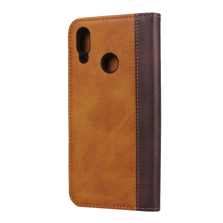 Bi-color Magnetic Stand Leather Wallet Phone Cover for Huawei P Smart (2019) / Nova Lite 3 (Japan) - Brown