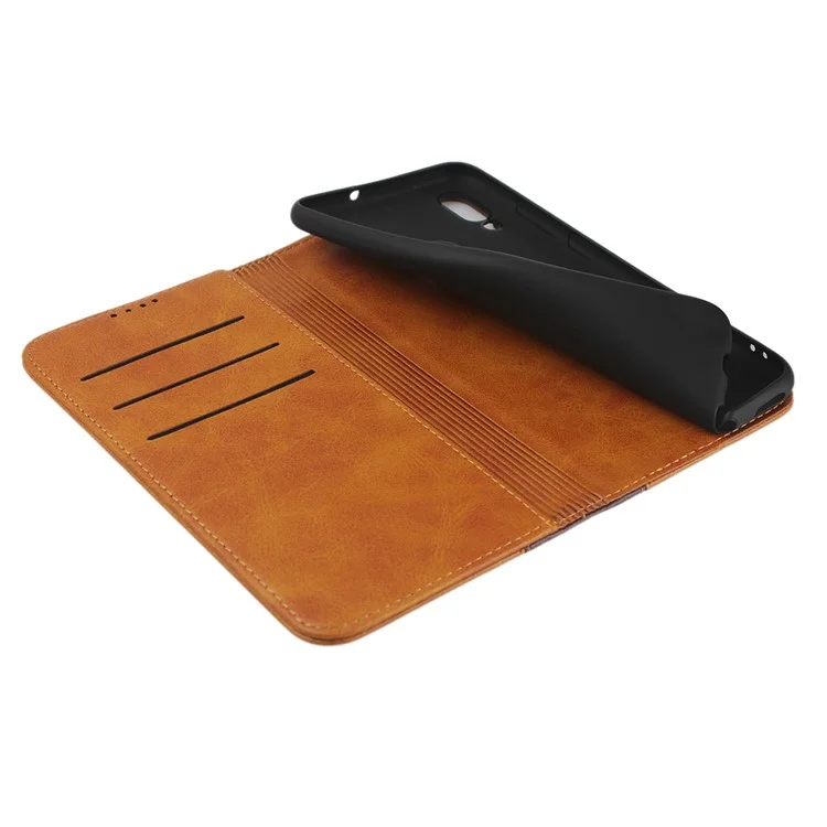 Bi-couleur Magnetic Stand le Cuir Portefeuille Couverture de Téléphone Pour Huawei P Smart (2019) / Nova Lite 3 (japon) - Brun