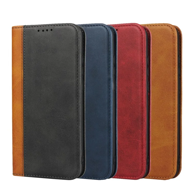 Bi-color Magnetic Stand Leather Wallet Phone Cover for Huawei P Smart (2019) / Nova Lite 3 (Japan) - Brown