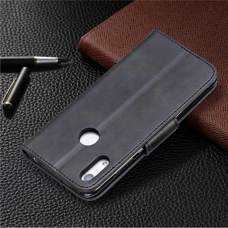 Capa de Telefone de Couro PU Para Huawei Y6 (2019, Com Sensor de Impressão Digital)/y6 Prime (2019)/honra 8a - Cinza Escuro