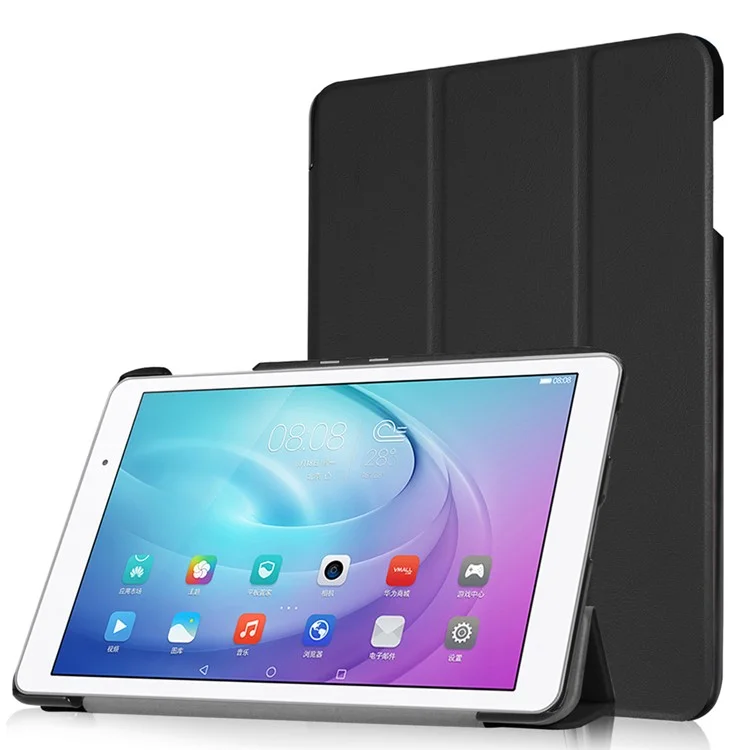Tri-fold Stand Leather Smart Case for Huawei MediaPad T2 10.0 Pro - Black