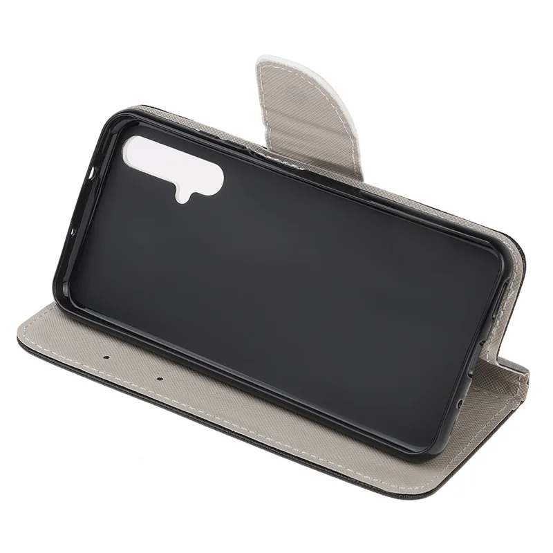 Cross Texture Pattern Printing Flip Leather Wallet Stand Phone Cover for Huawei Honor 20/Honor 20s - Purple Butterflies