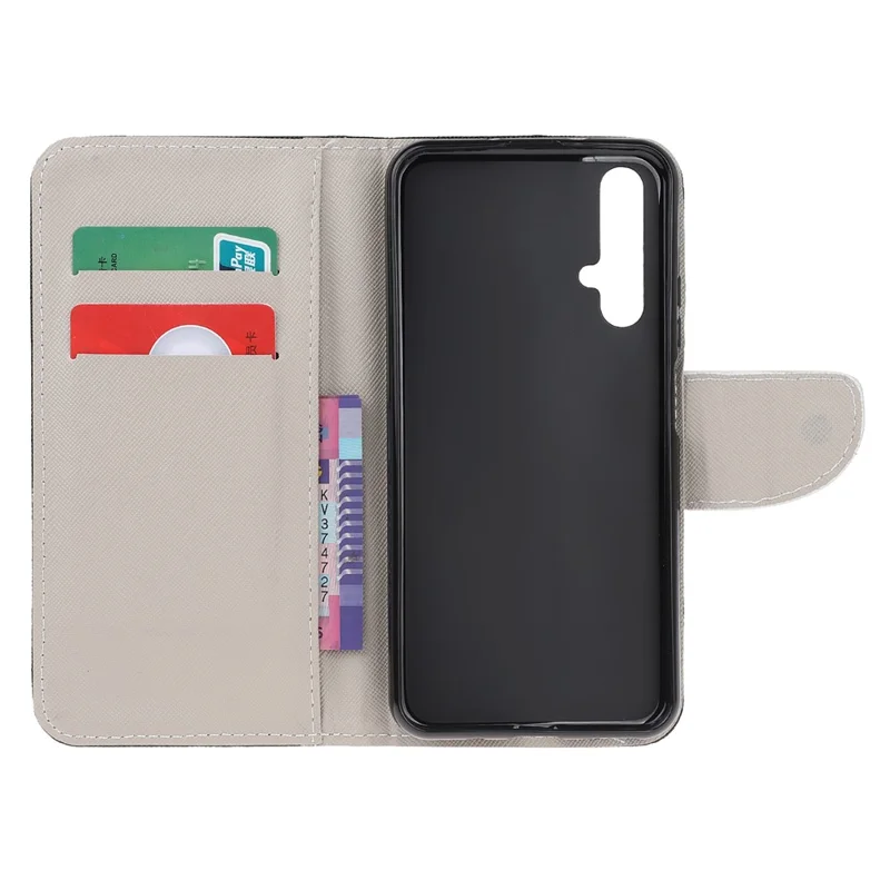 Cross Texture Pattern Printing Flip Leather Wallet Stand Phone Cover for Huawei Honor 20/Honor 20s - Purple Butterflies