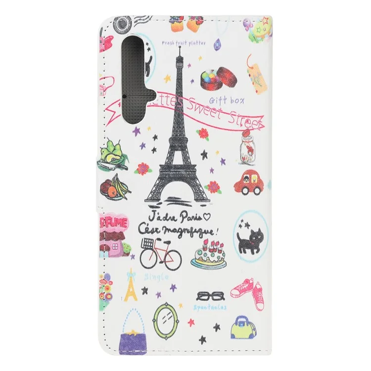 Pattern Printing Leather Wallet Stand Case for Huawei Honor 20S / Honor 20 / nova 5T - Eiffel Tower