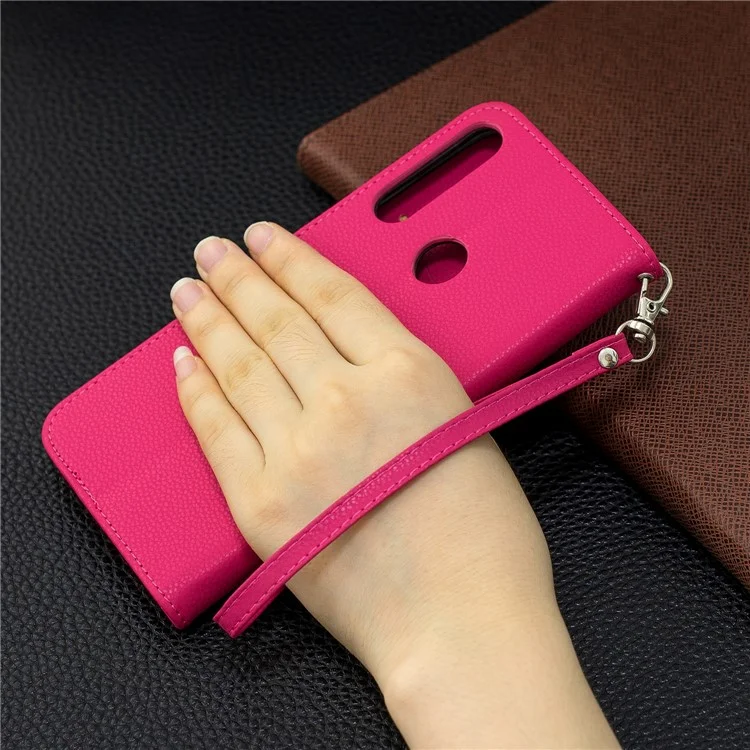 Litchi Texture Leather Willet Stand Case Para Huawei P Smart Z - Rosa