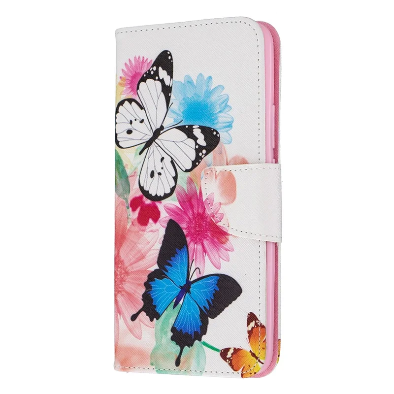 Pattern Printing PU Leather Flip Stand Cell Phone Shell for Huawei P Smart Z - Butterflies and Flowers