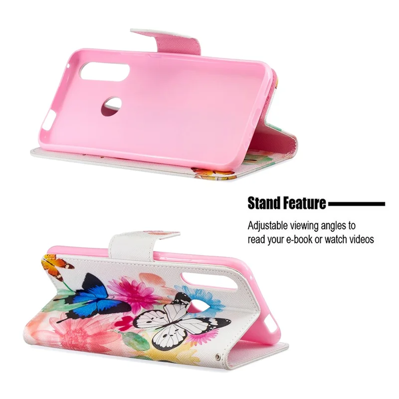 Pattern Printing PU Leather Flip Stand Cell Phone Shell for Huawei P Smart Z - Butterflies and Flowers