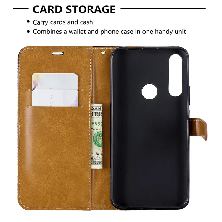 Case de Cuero de Billetera de Tela de Jeans de Color Variado Para Huawei P Smart Z - Negro