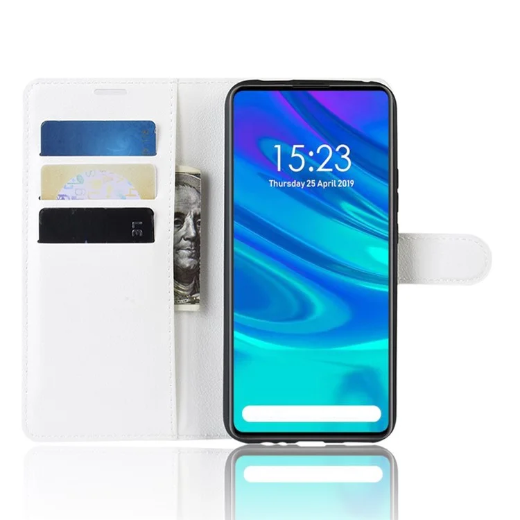 Litchi Texture Wallet Leather Phone Tampa Para Huawei Honor 9x (Global)/P Smart Z / Y9 Prime 2019/ Desfrute 10 Plus - Branco