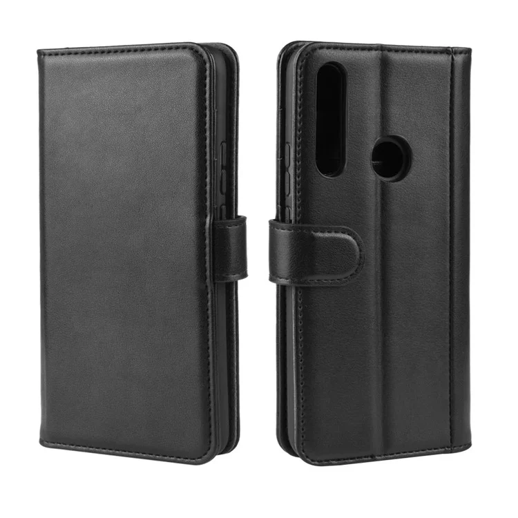 Genuine Split Leather Wallet Cover for Huawei Honor 9X (Global)/P Smart Z / Y9 Prime 2019 / nova 5i - Black