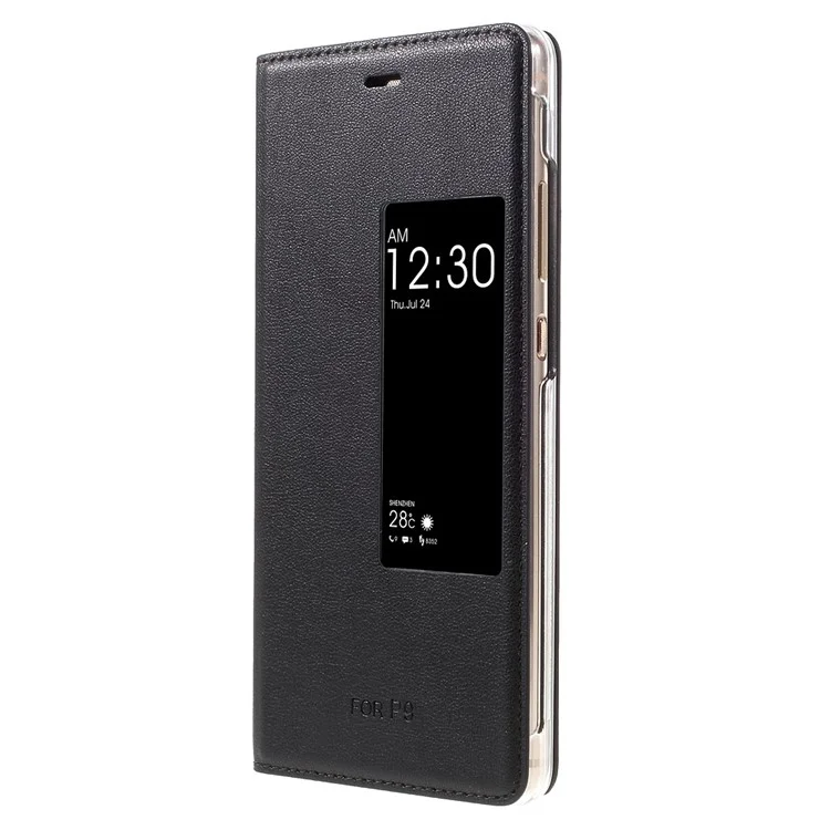 Wake / Sleep View Window Leather Protective Case for Huawei P9 - Black