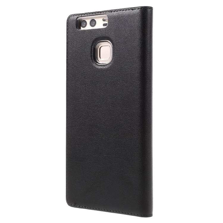 Wake / Sleep View Window Leather Protective Case for Huawei P9 - Black