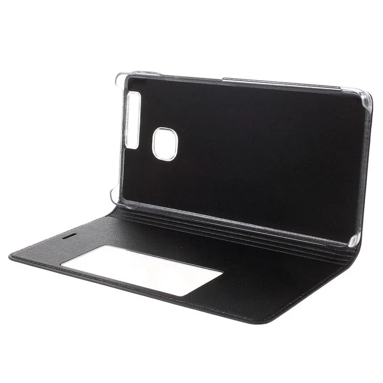 Wake / Sleep View Window Leather Protective Case for Huawei P9 - Black
