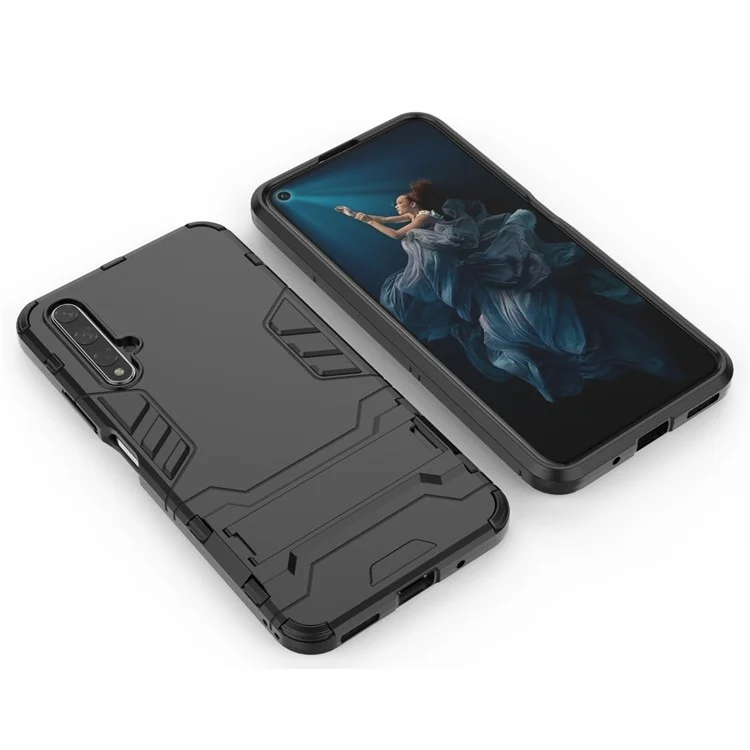 Garde PC + TPU Mobile Phone Case Avec Kickstand Pour Huawei Honor 20 / Honor 20S - le Noir