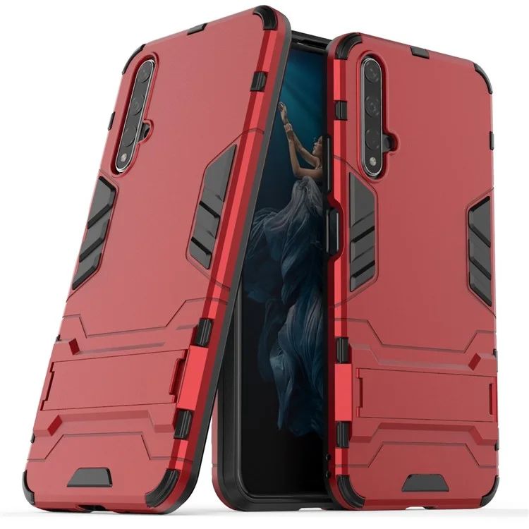 Guard PC + TPU Mobile Phone Case with Kickstand for Huawei Honor 20/Honor 20S - Red