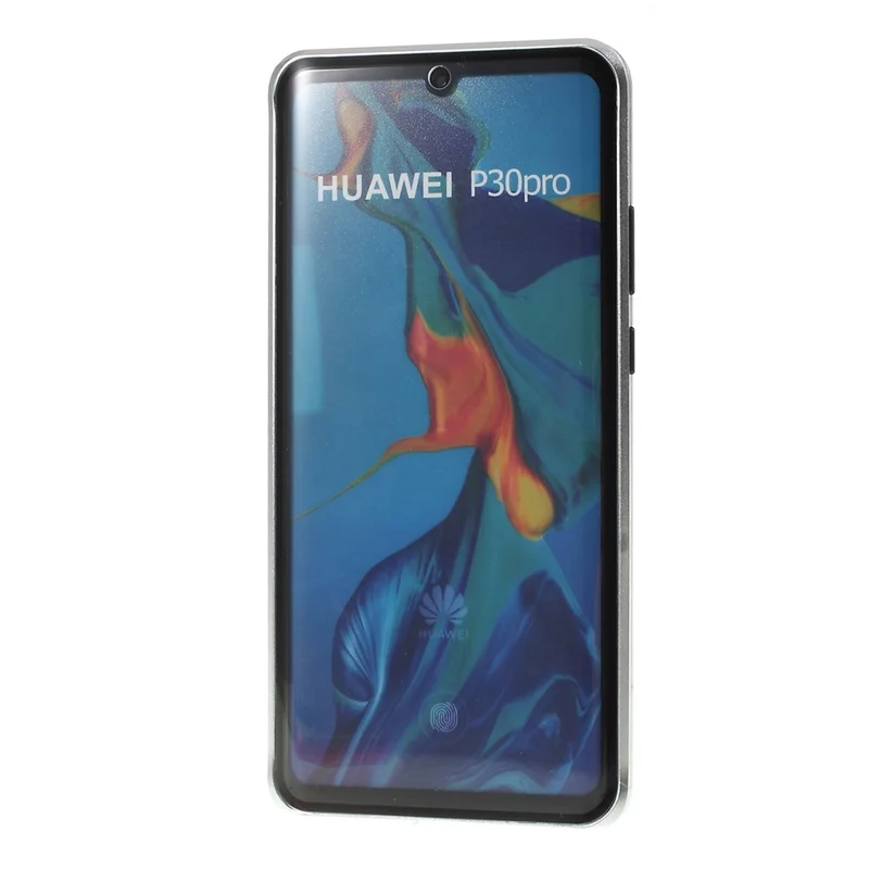 Shock-proof Magnetic Installation Metal Frame + Tempered Glass Alll-round Protective Phone Shell for Huawei P30 Pro - Silver