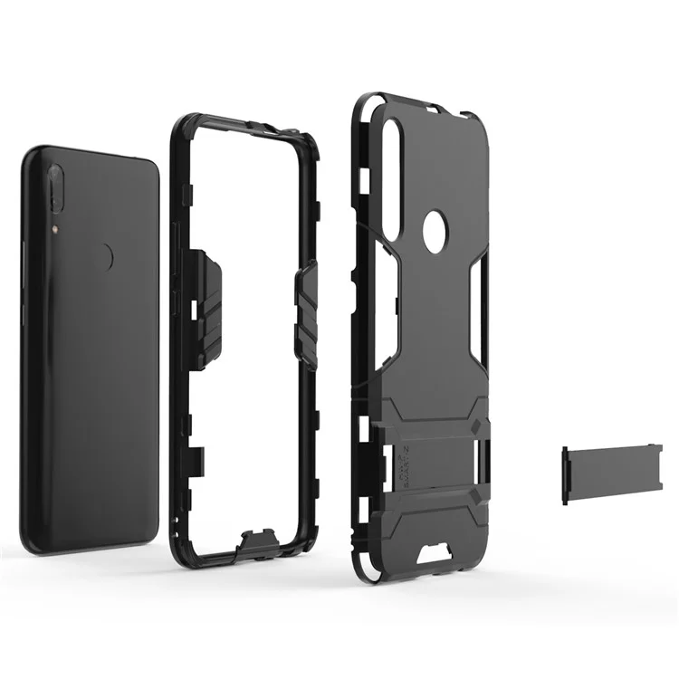 Guard PC + TPU Mobile Phone Covering Case with Kickstand for Huawei Honor 9X (Global)/P Smart Z / Y9 Prime 2019 / Enjoy 10 Plus - Black