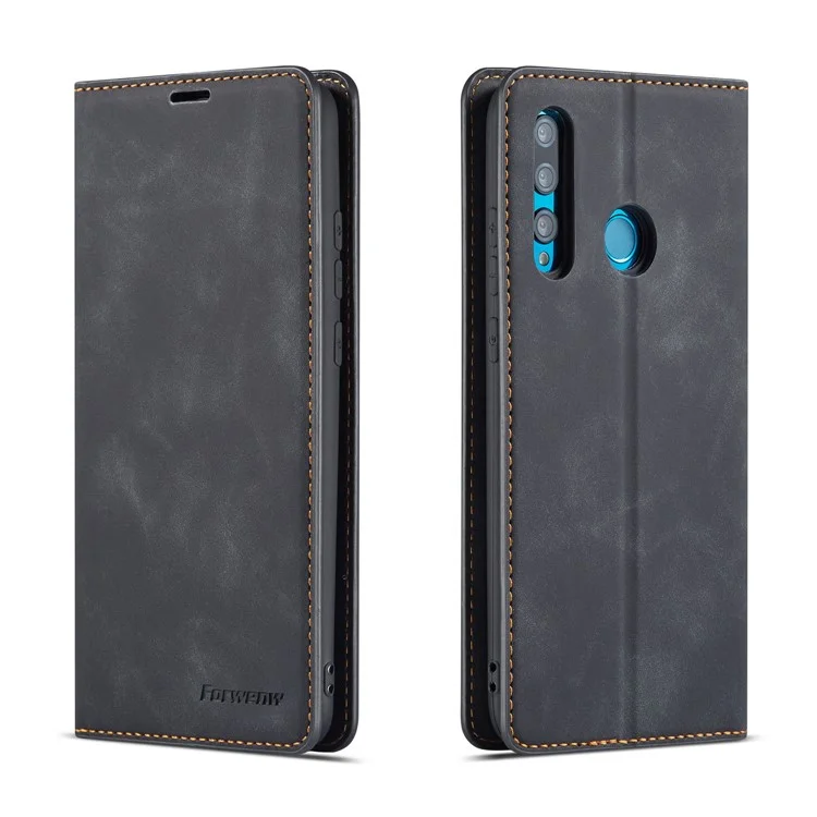 Forwenw Fantasy Серия Silky Touch Кожаный Кожаный Кожаный Футляр Для Huawei P Smart Plus 2019 / Наслаждайтесь 9s - Чернить