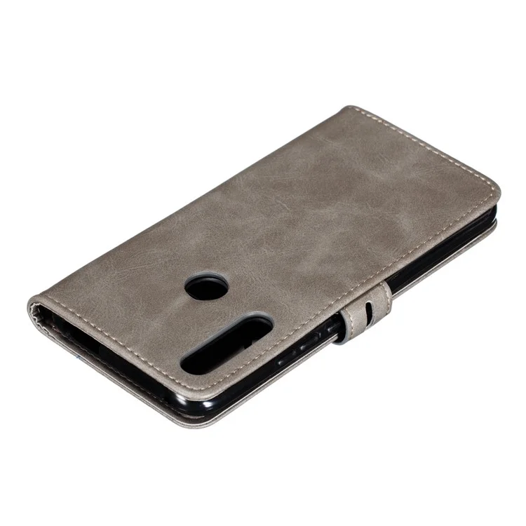 Funda de cuero con diseño de gato estampado para Huawei P Smart Z - Gris