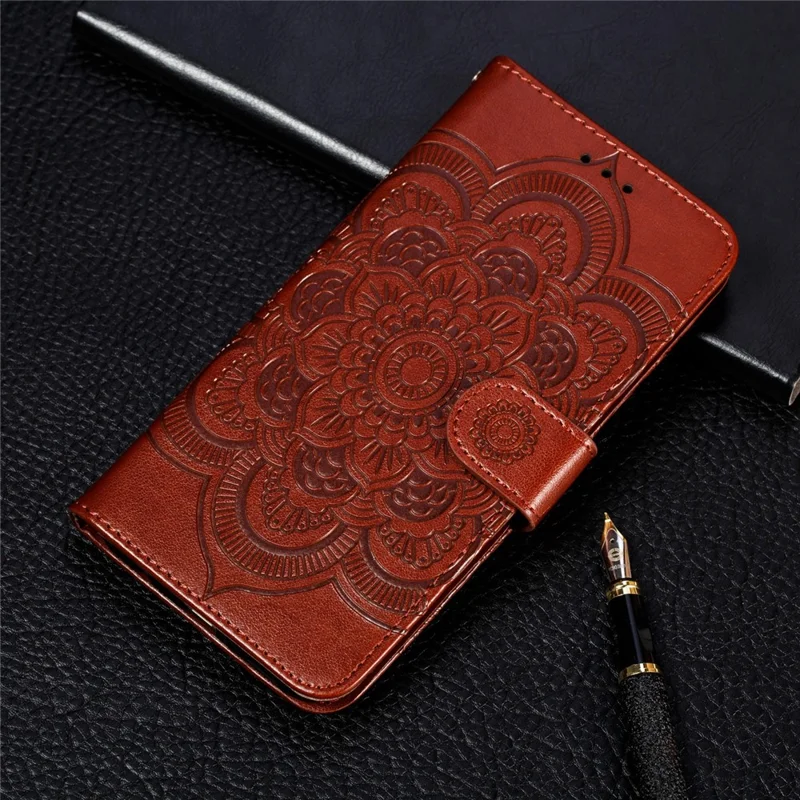 Estuche de Cuero con Estampado de Flor de Mandala para Samsung Galaxy Note 10 / Note 10 5G - Panda Plus / 10 Plus 5G - Bluswn