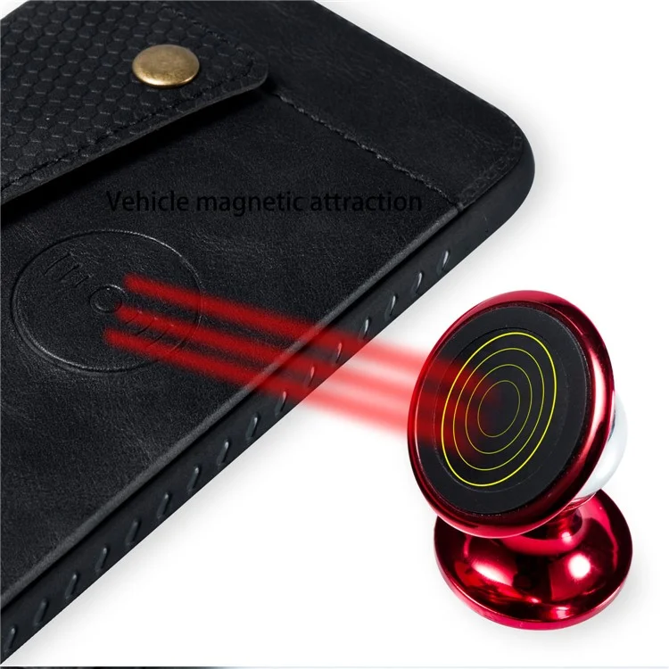 Kickstand-Kartenhalter PU-Leder beschichteter TPU-Hülle [integrierte Fahrzeugmagnettafel] für Huawei P30 Pro - Schwarz