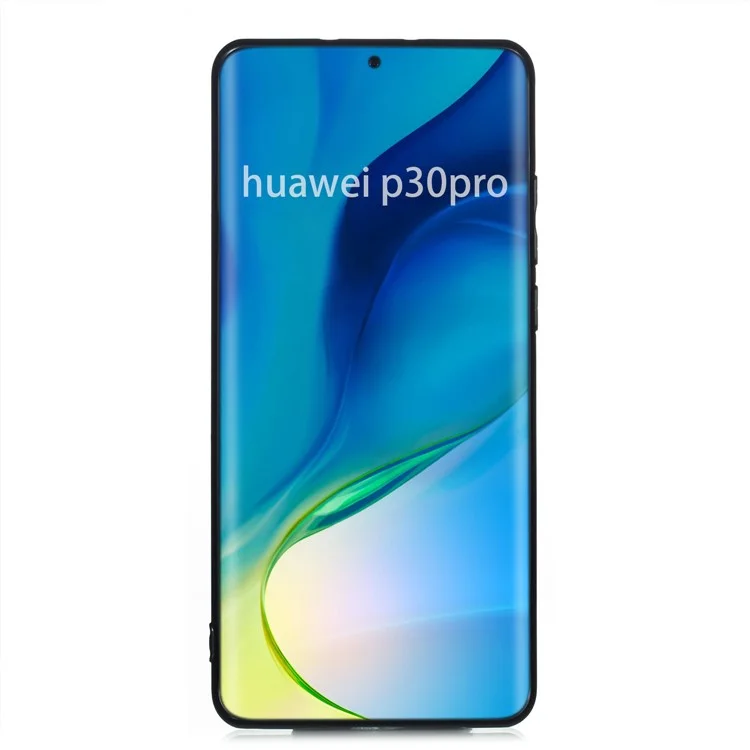 Caso TPU Recubierto de Cuero Con Tarjeta de Kickstand [hoja Magnética de Vehículo Incorporada] Para Huawei P30 Pro - Negro