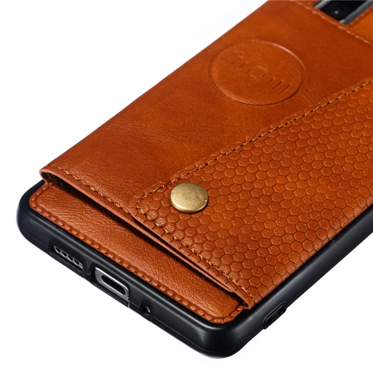 Kickstand Card Holder PU Leather Coated TPU Case [Built-in Vehicle Magnetic Sheet] for Huawei P30 Pro - Brown