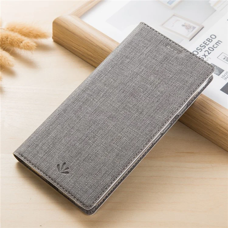 VILI DMX Cross Texture Card Holder Leather Stand Case for Huawei P Smart Z - Grey