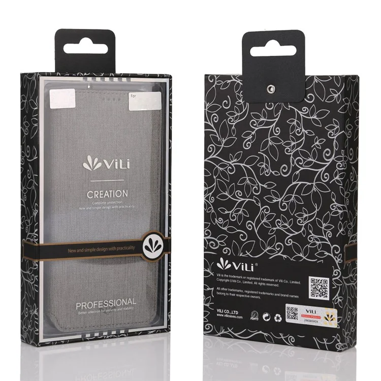 VILI DMX Capa de Couro com Suporte e Textura Cruzada para Huawei P Smart Z - Cinza 