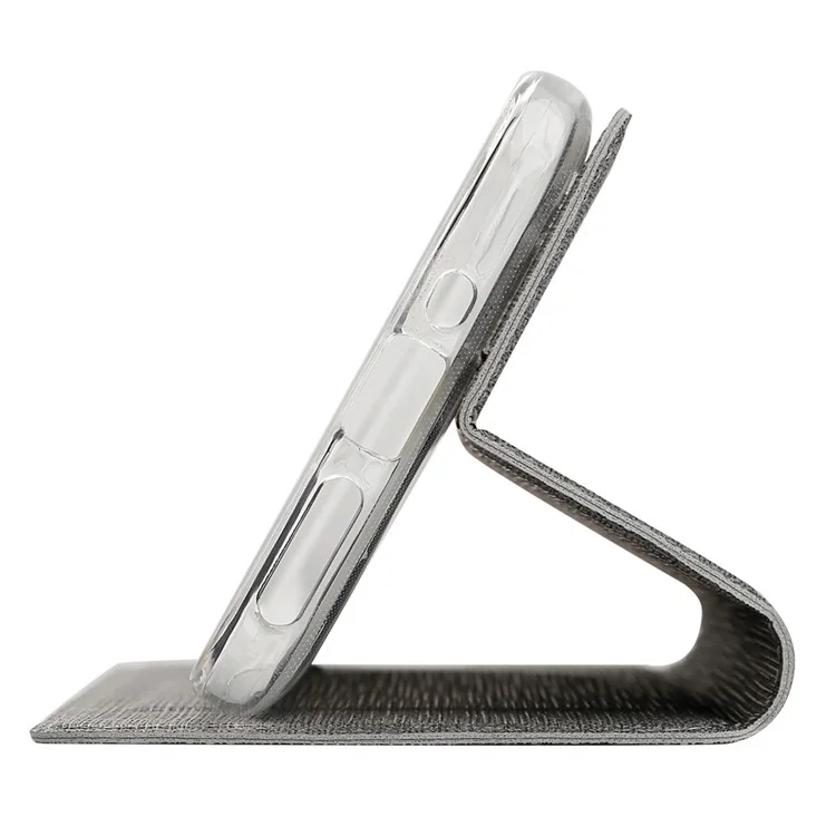 VILI DMX Capa de Couro com Suporte e Textura Cruzada para Huawei P Smart Z - Cinza 