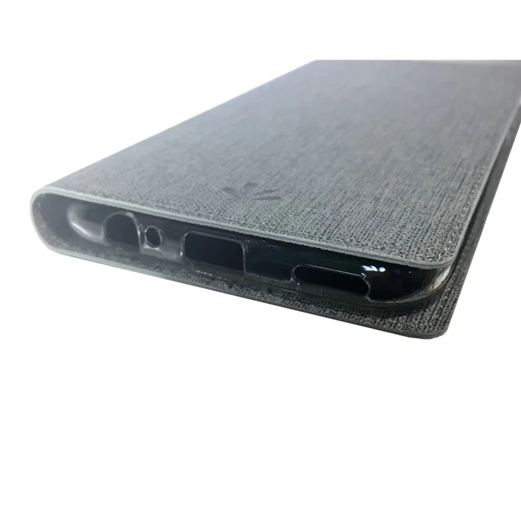 VILI DMX Capa de Couro com Suporte e Textura Cruzada para Huawei P Smart Z - Cinza 