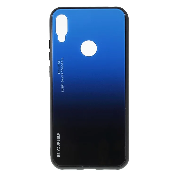 Gradient Color Glass + PC + TPU Hybrid Case for Huawei Y6 (2019, with Fingerprint Sensor) / Y6 Prime (2019) - Blue / Black