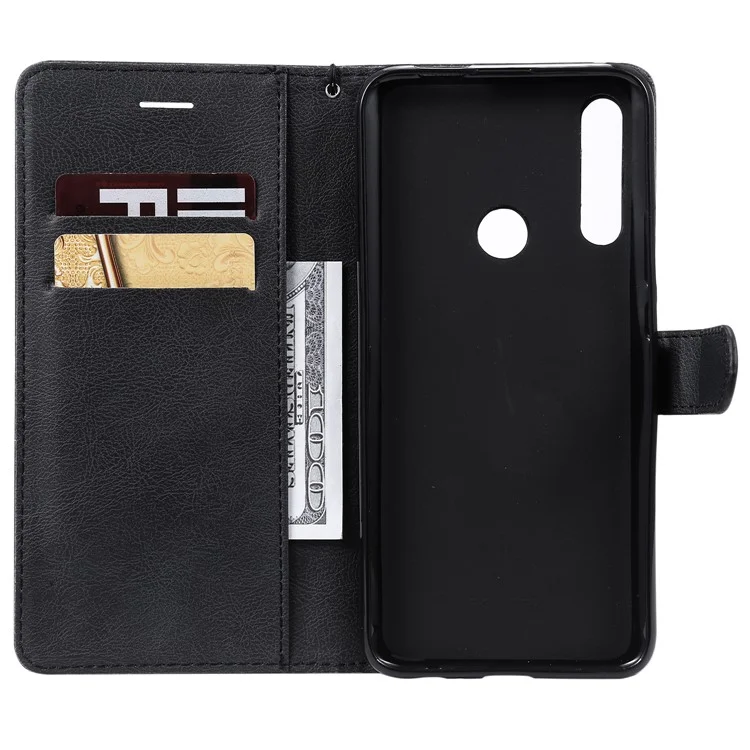 KT Leath Series-2 Wallet Leather Stand Case Pour Huawei Honor 9x (global) / P Smart Z / Y9 Prime 2019 / Profitez de 10 Plus - le Noir