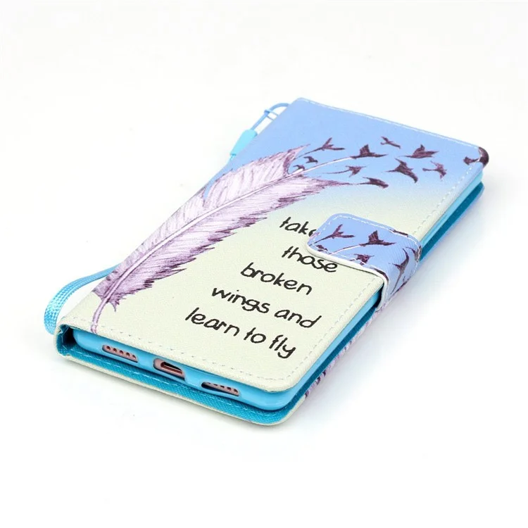 Patterned Leather Wallet Case for Huawei P9 Lite - Quill Pen