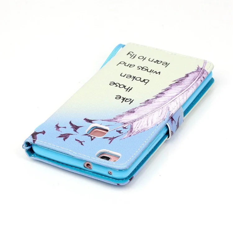 Patterned Leather Wallet Case for Huawei P9 Lite - Quill Pen