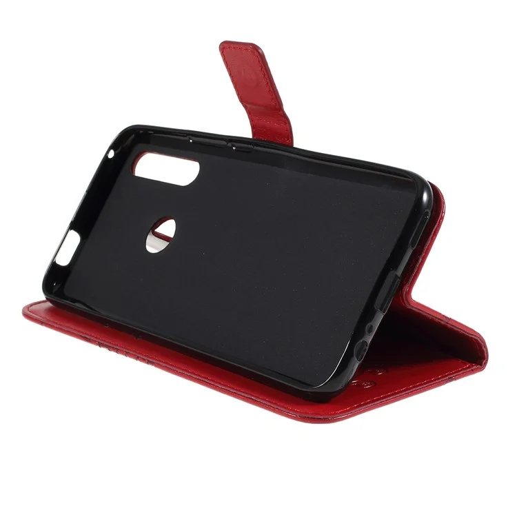 KT Imprinting Floring Série 2 Empreinte Papillon Portefeuille en Cuir Stand de Téléphone Pour Huawei Honneur 9x (global) / P Smart Z / Y9 Prime 2019 / Profitez de 10 Plus - Rouge