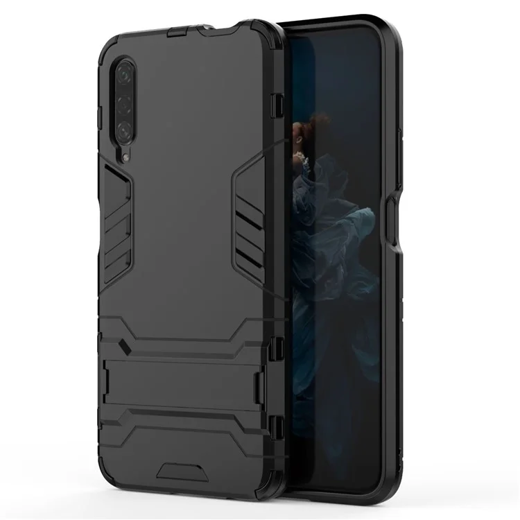 Kunststoff + TPU Hybrid Telefon Mit Kickstand Für Huawei Honor 9x Pro - Schwarz