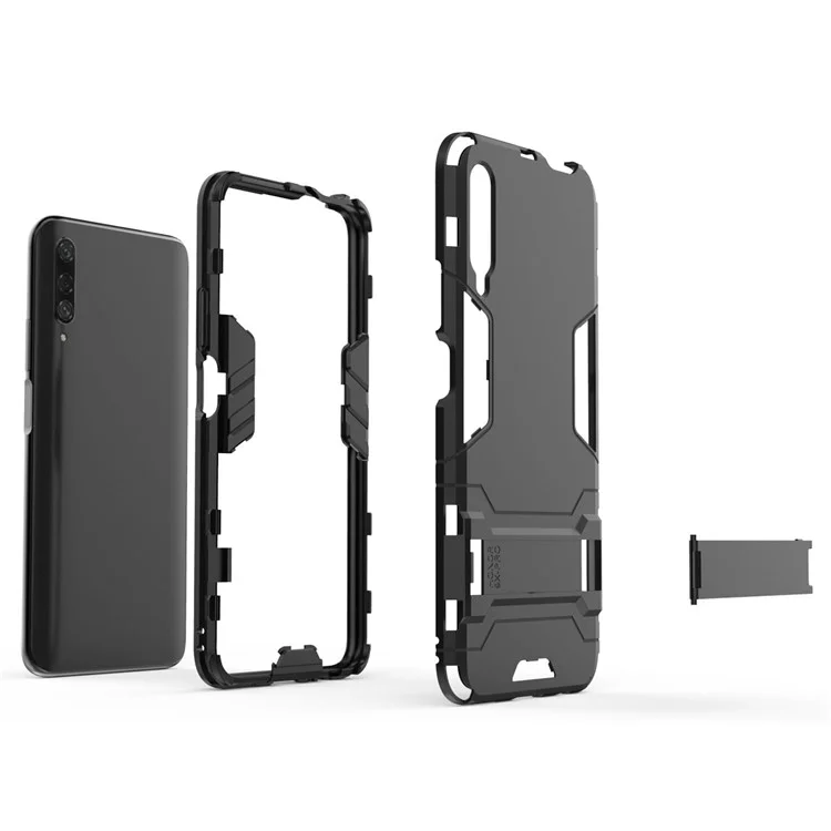 Plástico + TPU Hybrid Telephone Con Kickstand Para Huawei Honor 9x Pro - Negro