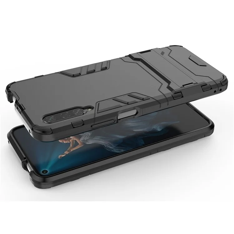 Kunststoff + TPU Hybrid Telefon Mit Kickstand Für Huawei Honor 9x Pro - Schwarz