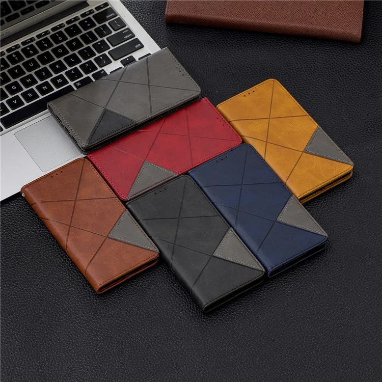 Geometric Pattern Leather Stand Phone Case with Card Holder for Huawei P30 - Black